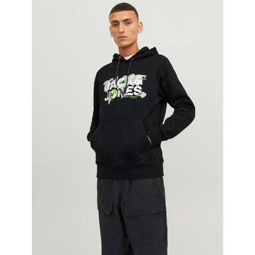 Jack & Jones 12240214-Black Jcodust Sweat Hood Sn Erkek Siyah Sweatshirt