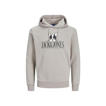 Jack & Jones 12244219-Beige Jorbeware Sweat Hood Fst Erkek Bej Sweatshirt