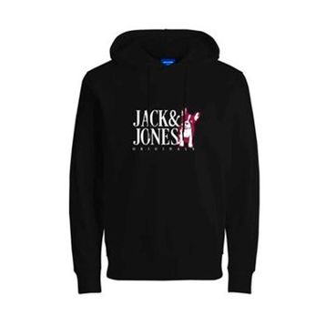 Jack & Jones 12244219-Black Jorbeware Sweat Hood Fst Erkek Siyah Sweatshirt