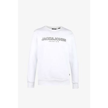 Jack & Jones 12245593-White Jprblajason Branding Sweat Crew Neck Erkek Beyaz Sweatshirt