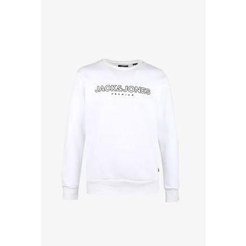 Jack & Jones 12245593-White Jprblajason Branding Sweat Crew Neck Erkek Beyaz Sweatshirt