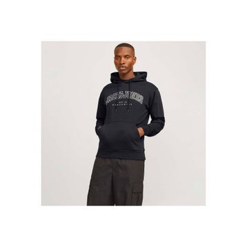 Jack & Jones 12256521-BLK Caleb Varsity Siyah Kapüşonlu Erkek Sweatshirt