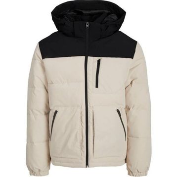 Jack & Jones 12258416 Jjeotto Puffer Siyah Bej Kapüşonlu Mont