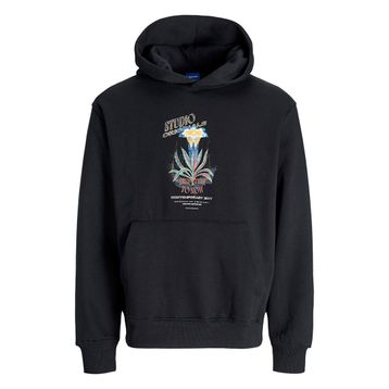 Jack & Jones 12276599-BLK Lucca Graphic Siyah Erkek Kapüşonlu Sweatshirt
