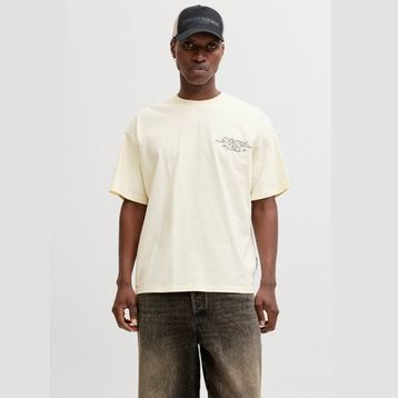 Jack & Jones 12292982-STCN Dust Script Erkek Krem Tişört