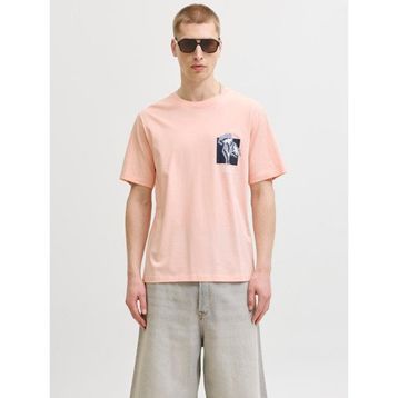 Jack & Jones 12297889-PM Montauk Chestie Erkek Pembe Tişört