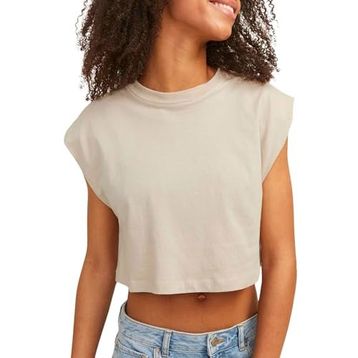 Jack & Jones Jxzoe Sl Rlx Short Tee JRS SN Mat Gri Kadın T-shirt