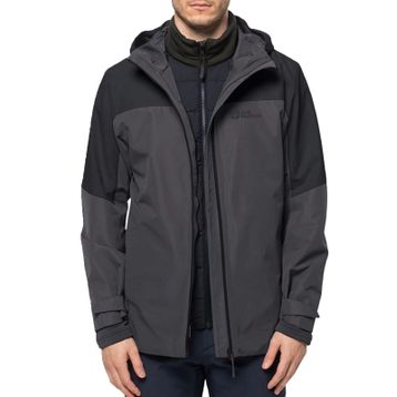 Jack Wolfskin 1115291-6000 Siyah Kapüşonlu Termal Zip Erkek Ceket