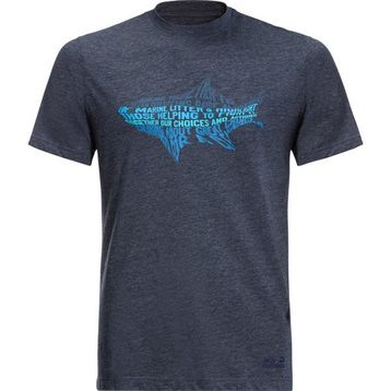 Jack Wolfskin 1808391-1010 OCEAN LIFE T M Bisiklet Yaka Lacivert Erkek T-shirt