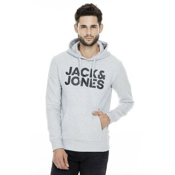 Jack&Jones 12152840 Gri Kapüşonlu Kanguru Cepli Sweatshirt