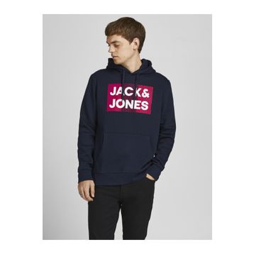 Jack&Jones 12152840 Gri Kapüşonlu Kanguru Cepli Sweatshirt