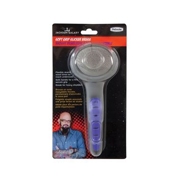 Jackson Galaxy Gri Yumuşak Kavramalı İnce Uçlu Kedi ve Köpek Tarama Fırçası