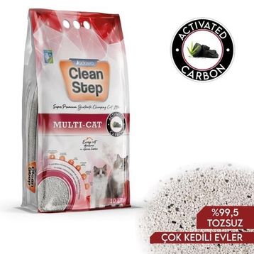 Jadawa 10 lt Clean Step Multi-Cat Çoklu Kediler için Aktif Karbonlu Topaklanan Doğal Kedi Kumu