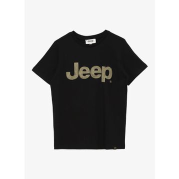 Jeep C4SB-TST4035 Siyah Erkek Çocuk Bisiklet Yaka Oversized Baskılı T-Shirt