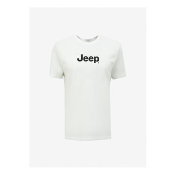 Jeep J4SM-TST7246 Kırık Beyaz Bisiklet Yaka Baskılı Erkek T-Shirt