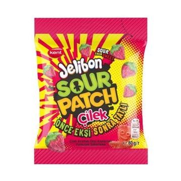 Jelibon 80 gr Sour Patch Çilek Aromalı Yumuşak Şekerleme (24 adet)