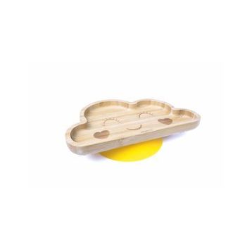 Jellyboon Bambu Bulut Sarı Vakumlu Tabak