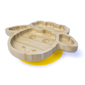 Jellyboon Bambu Kuzu Sarı Vakumlu Tabak