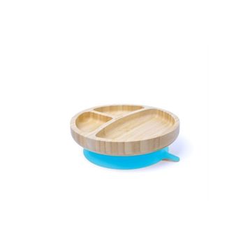 Jellyboon Bambu Yuvarlak Mavi Vakumlu Tabak