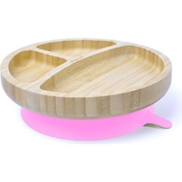 Jellyboon Bambu Yuvarlak Pembe Vakumlu Tabak