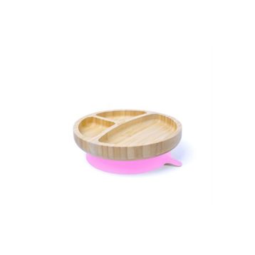 Jellyboon Bambu Yuvarlak Pembe Vakumlu Tabak