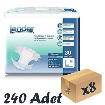 Jender Belbantlı Büyük Boy L 30'lu 8 Adet Hasta Bezi