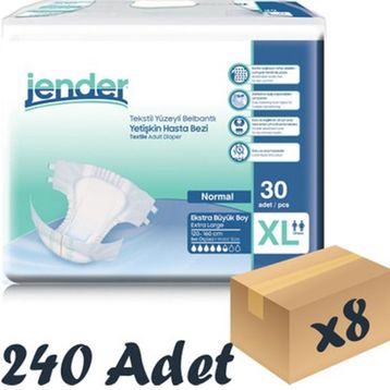 Jender Tekstil Yüzeyli Xlarge 30'lu 8 Paket 240 Adet Bel Bantlı Yetişkin Hasta Bezi