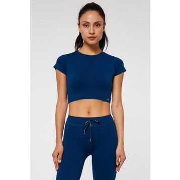 Jerf Captiva Yumuşak Dokulu Esnek Mavi Crop Top