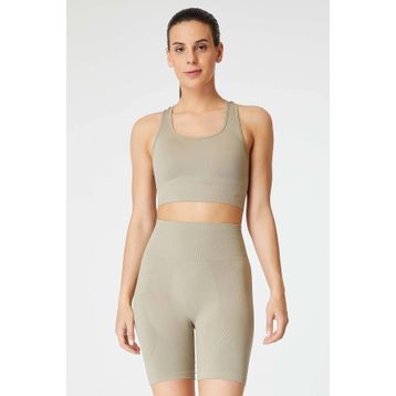 Jerf Gela Çift Katlı Kompress Haki Sport Bra