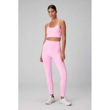 Jerf Gela Yüksek Bel Esnek ve Toparlayıcı Neon Pembe Kadın Spor Tayt