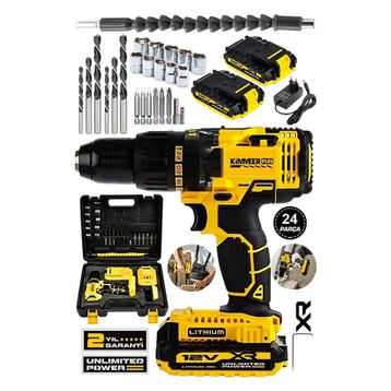 Jetta Power Tools Kimmer Plus 12 V 1.5 Ah Metal Şanzıman Çift Akülü Şarjlı 24 Parça Akülü Vidalama Matkap