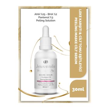 Jeuvenile 30 ml AHA %25 + BHA %2 + Panthenol %3 Leke Karşıtı & Cilt Tonu Eşitleyici Peeling Serum Maske