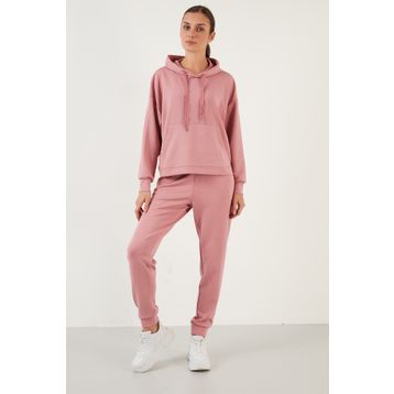 John Frank WJFJG02 Bebe Pembe Yumuşak Dokulu Cepli Kadın Eşofman Altı