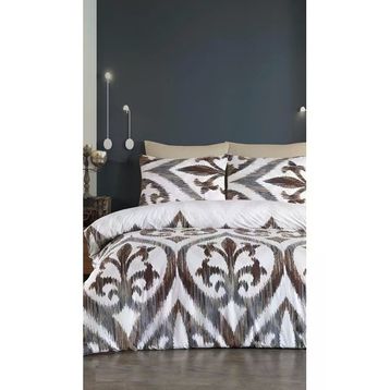 Jolly Home 200x220 cm Arya Kahve 4 Mevsim Çift Kişilik Kapitoneli Nevresim Takımı