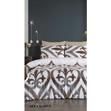 Jolly Home 200x220 cm Arya Kahve 4 Mevsim Çift Kişilik Kapitoneli Nevresim Takımı