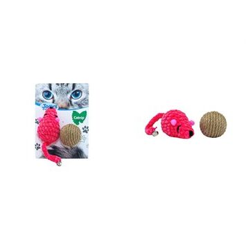 Jooys Catnipli Kadife Fare ve Hasir Top Ikili Set Kedi Oyuncağı