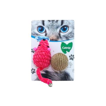 Jooys Catnipli Kadife Fare ve Hasir Top Ikili Set Kedi Oyuncağı