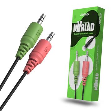 Jopus Jo-ac01 Myriad 3.5 mm Mikrofon Kulaklik Ayirici Y Kablo Siyah Aux Kablosu