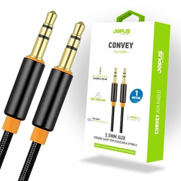 Jopus Universal JA-05 Convey 3.5 mm 1 mt Siyah AUX Kablosu
