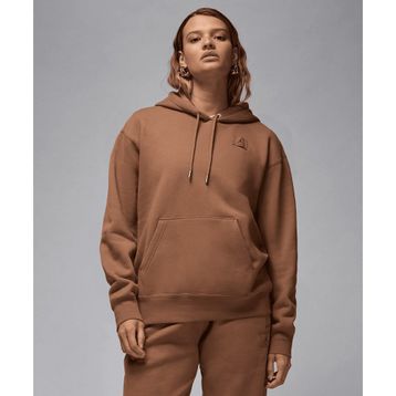 Jordan FV7050-223 Kahverengi Flight Fleece Satin Lined Pullover Hoodie Kadın Sweatshirt
