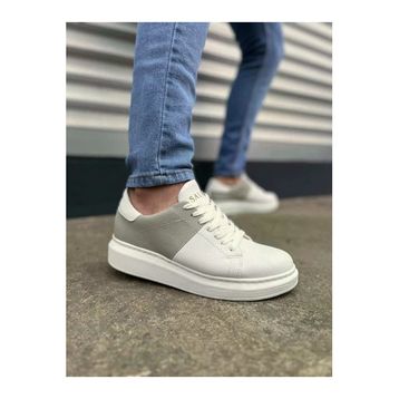 Joy Ayakkabı JY151 Boost Bağcıklı Cilt Süet CSBT Beyaz Gri Erkek Günlük Ayakkabı