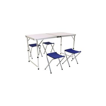Joystar Katlanır 60x20 cm Kamp Masası + 4 Adet Tabure Kamp Seti -