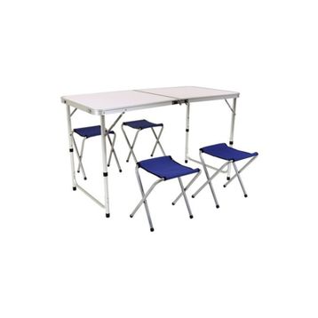 Joystar Katlanır 60x20 cm Kamp Masası + 4 Adet Tabure Kamp Seti -