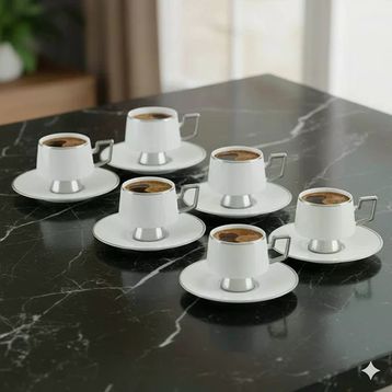 Jumbo Ellmore Platin 6'Lı Kahve Fincan Takımı