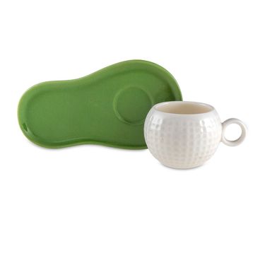 Jumbo Golf Line Beyaz Yeşil Tek Kişilik Fincan Takımı