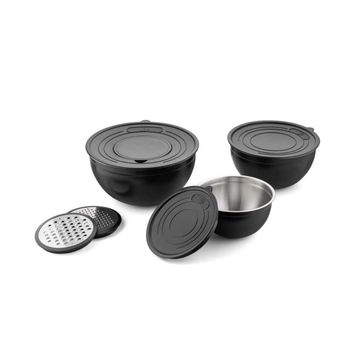 Jumbo Mat Siyah Globe 9 Parça Rendeli Saklama ve Karıştırma Kabı