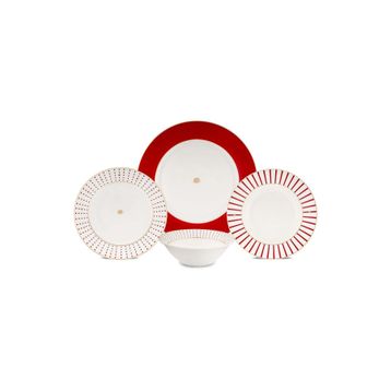 Jumbo Navy Kırmızı 24 Parça 6 Kişilik Yemek Takımı