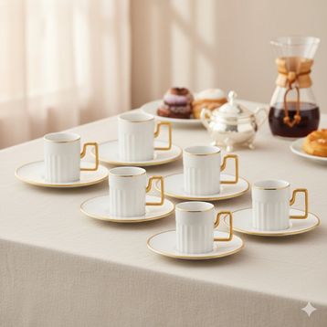 Jumbo Sorin-100 Gold 6 Kişilik Kahve Fincan Takımı