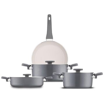 Jumbo Swiss Crystal Grey 7 Parça İndüksiyon Tabanlı Tencere Seti
