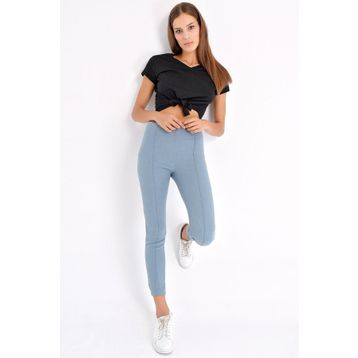 Jument 2399 Power Strech Likralı Dar Kesim Yüksek Bel Beli Lastikli Mavi Bilek Boy Kadın Pantolon